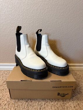 Dr. Martens White Platform Chelsea Boots